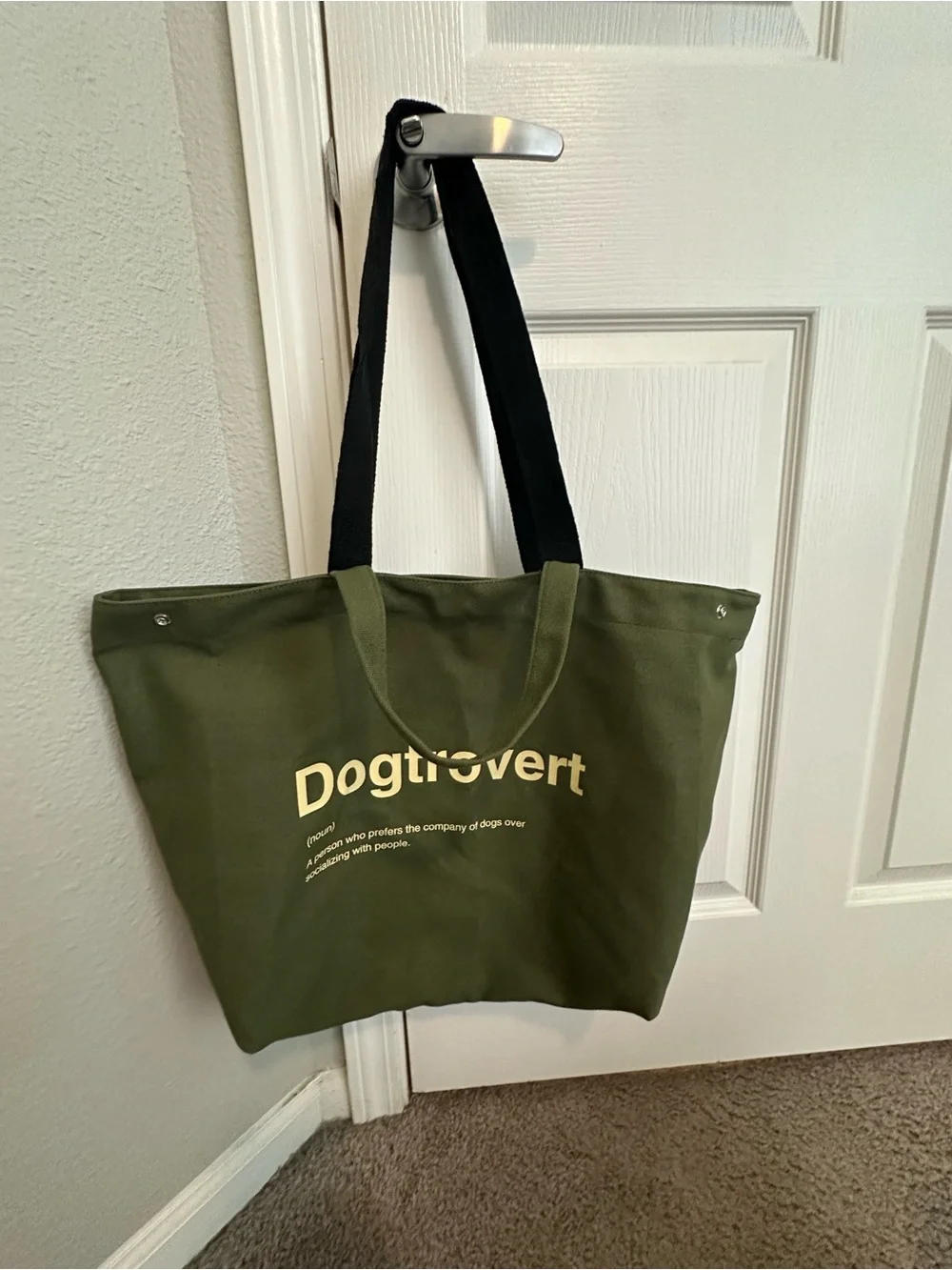 Dogtrovert Olive  Tote Bag -